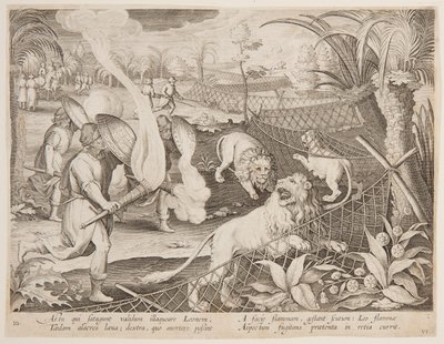 Armadilha do leão de after Jan van der Straet, called Stradanus