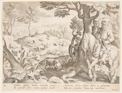 caça ao coelho de after Jan van der Straet, called Stradanus