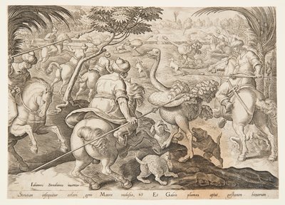 A caça ao avestruz de after Jan van der Straet, called Stradanus