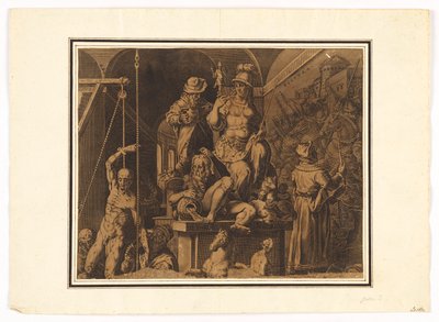 Os Praticantes das Artes Visuais (metade superior da folha rasgada) de after Jan van der Straet, called Stradanus