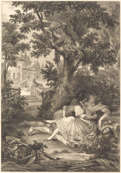 A aposta das três fofocas: A pereira de after Jean Baptiste Mallet
