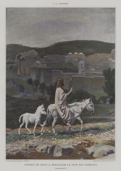 Detalhe da entrada de Jesus para Jerusalém no Domingo de Ramos (Cristo entrando em Jerusalém no Domingo de Ramos) de after Jean Leon Gerome