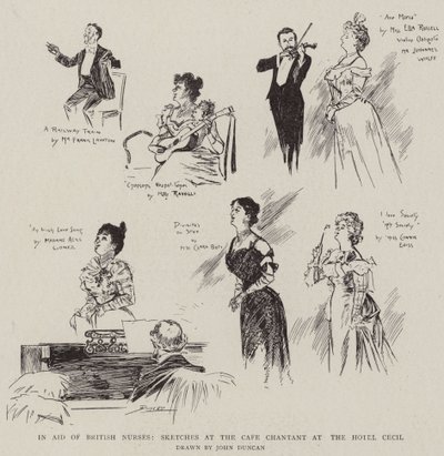 Em Auxílio de Enfermeiros Britânicos, Sketches no Café Chantant no Hotel Cecil de after John Duncan