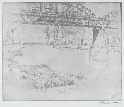 A ponte da cidade, St. Louis [abaixo] de after Joseph Pennell