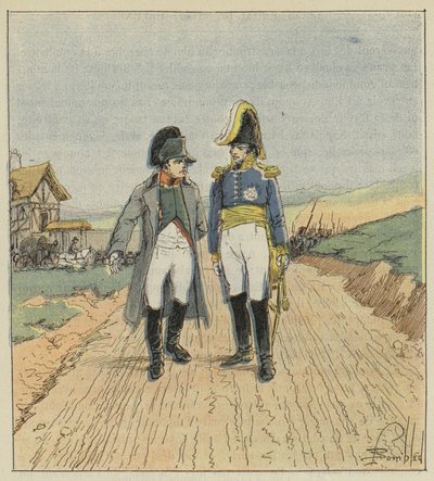 Indo para a ilha de Elba, Napoleão encontra Augereau de after Louis Charles Bombled