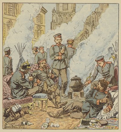 Após a luta de Orleans, os alemães nas ruas da cidade de after Louis Charles Bombled