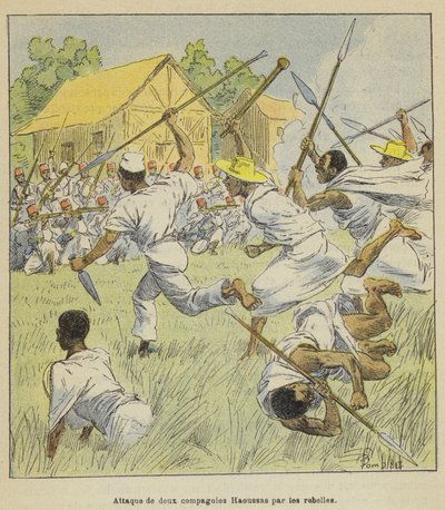 Ataque de duas empresas Haoussa pelos rebeldes de after Louis Charles Bombled