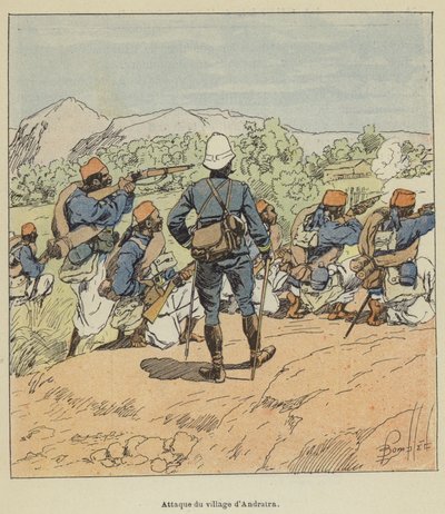 Ataque da aldeia de Andratra de after Louis Charles Bombled