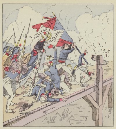 Bonaparte na Pont d&39;Arcole de after Louis Charles Bombled