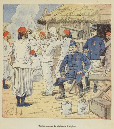 Cantonment do regimento da Argélia de after Louis Charles Bombled