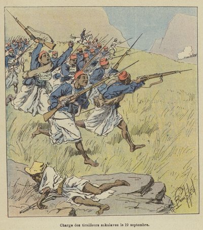 Carregamento dos skirmishers de sakalave no dia 19 de setembro de after Louis Charles Bombled