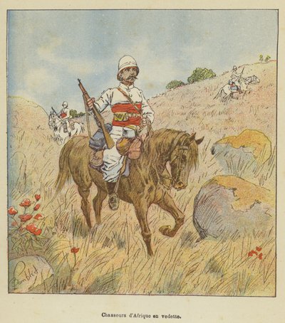 Caçadores Africanos em destaque de after Louis Charles Bombled