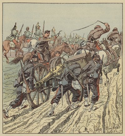Artenay Combat Artillery Retreat sob proteção do 6º dragão de after Louis Charles Bombled