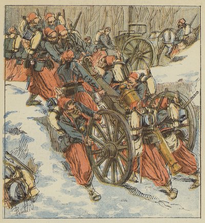 Combate Chillers-aux-Bois, Zouaves remove dois pedaços de 12 de um poço, sob o fogo dos prussianos de after Louis Charles Bombled