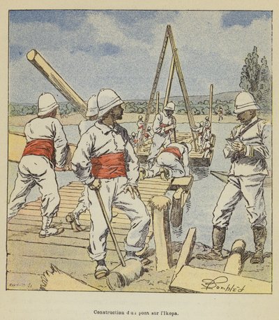 Construção de ponte na Ikopa de after Louis Charles Bombled