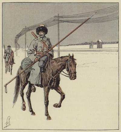 Cossacos do amor que guardam a estrada de ferro transiberiana de after Louis Charles Bombled