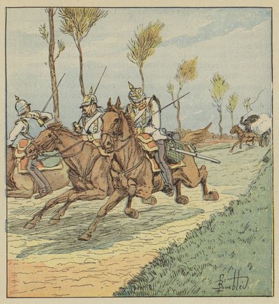 Couraceiros prussianos perseguidos pelos franco-atiradores de after Louis Charles Bombled