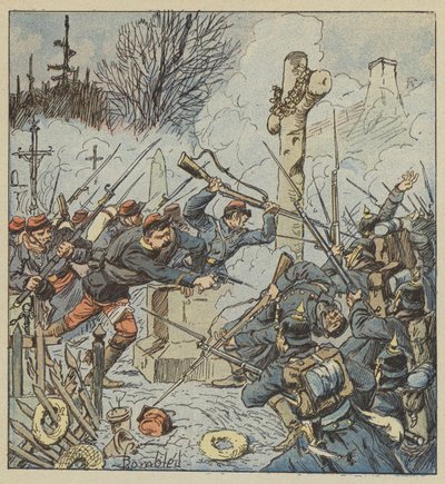 Defesa do cemitério de Loigny no dia 37 de março de after Louis Charles Bombled
