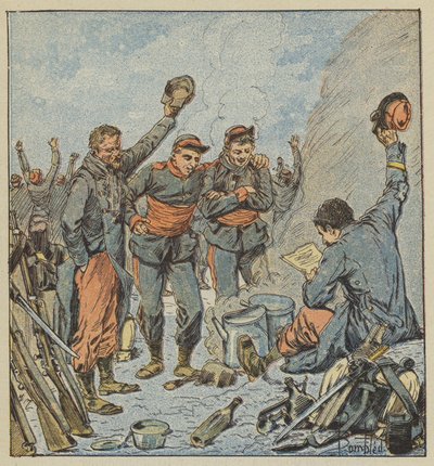 Entusiasmo das tropas pelo anúncio da saída bem sucedida do General Ducrot de after Louis Charles Bombled