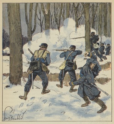 Lutadores de caça sob madeira de after Louis Charles Bombled