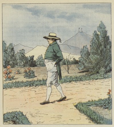 O imperador chegou ao jardim onde ele fez algumas voltas, sozinho de after Louis Charles Bombled