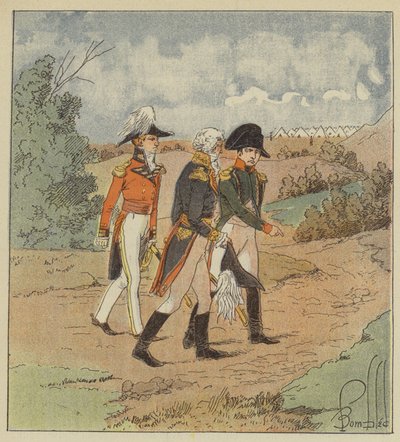 O imperador fala com o almirante inglês na presença do governador de after Louis Charles Bombled