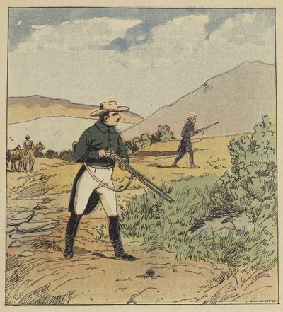 O caçador caça a perdiz de after Louis Charles Bombled