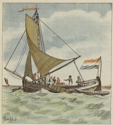 O imperador doa um barco para um piloto holandês de after Louis Charles Bombled
