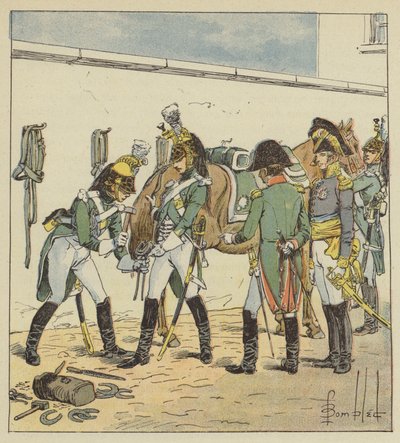 O imperador inspeciona a escola de Saint-Germain de after Louis Charles Bombled