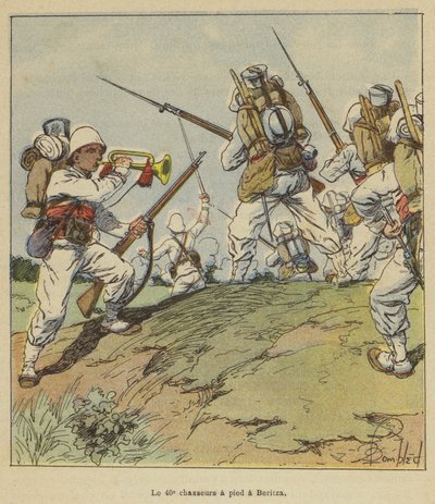 Os 40 caçadores a pé em Beritza de after Louis Charles Bombled