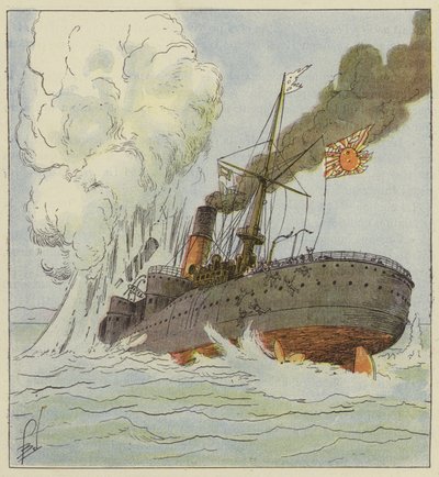 Kinschim-Maru flui por uma mina de after Louis Charles Bombled