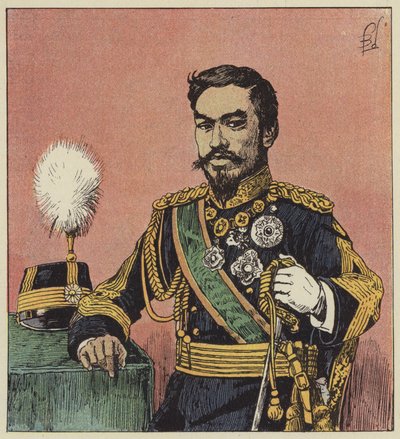 O Mikado Mutsu-Hito, Imperador do Japão de after Louis Charles Bombled