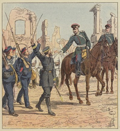 Capitão de Marolles e General Stessel de after Louis Charles Bombled