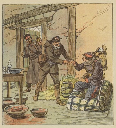 Dr. Libert salva a vida de um Calvados móvel, fazendo-lhe uma lesão de after Louis Charles Bombled