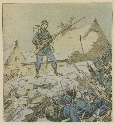 O sargento Pitou, entrando na barricada de Courceboeufs, decide tomar a aldeia de after Louis Charles Bombled