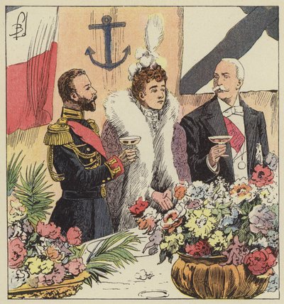 O czar Nicolau II proclama a aliança franco-russa a bordo do Pothuau de after Louis Charles Bombled