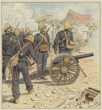 Os franceses atiram na porta de Choum-Tsche-Men de after Louis Charles Bombled