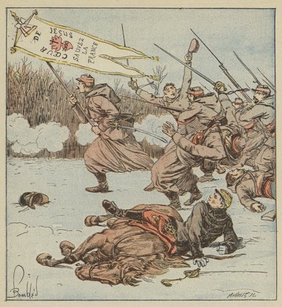 O ataque de Zouaves Papais Loigny de after Louis Charles Bombled