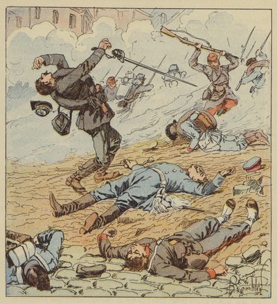 Morte do capitão Boissieu na luta contra Orleans de after Louis Charles Bombled