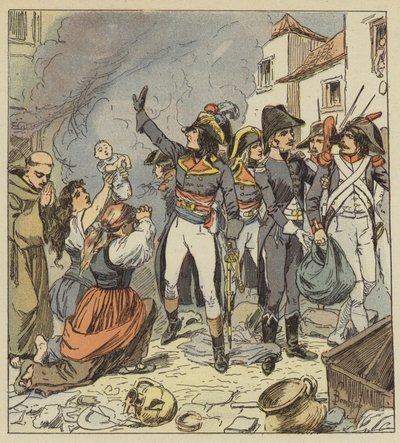 Napoleão põe fim ao saque de Roma de after Louis Charles Bombled