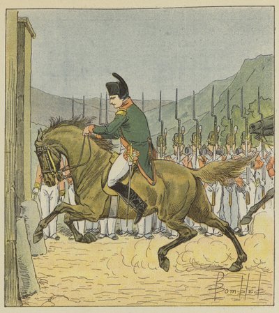 Napoleão força seu cavalo a entrar em Longwod de after Louis Charles Bombled