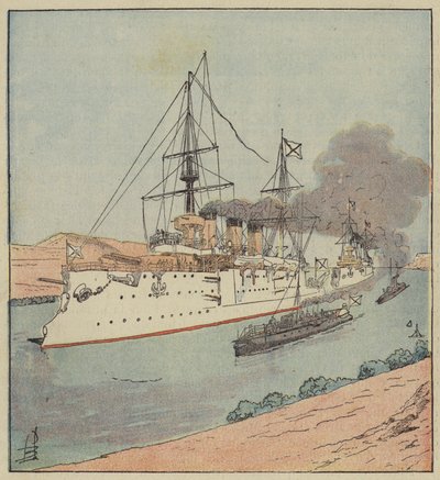 Navios de guerra russos no Canal de Suez de after Louis Charles Bombled