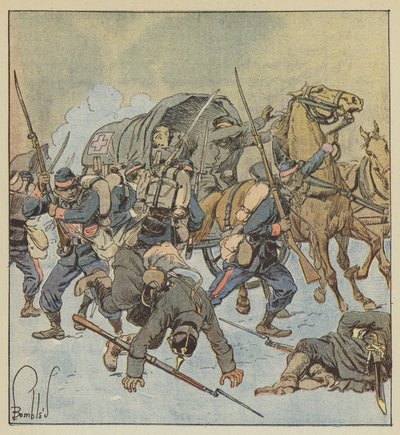 Levando uma ambulância prussiana por uma companhia de 43 de março de after Louis Charles Bombled