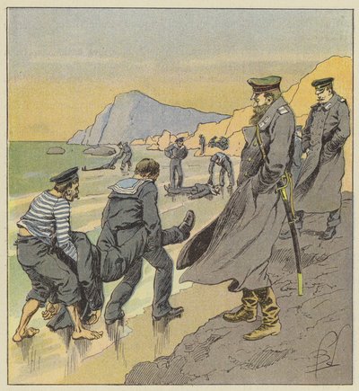 Repescagem dos cadáveres dos marinheiros de Petropawlosk de after Louis Charles Bombled