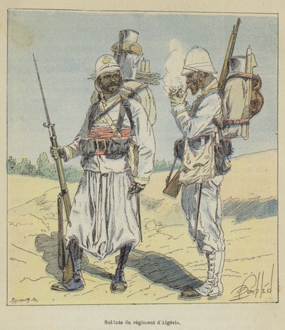 Soldados do regimento da Argélia de after Louis Charles Bombled