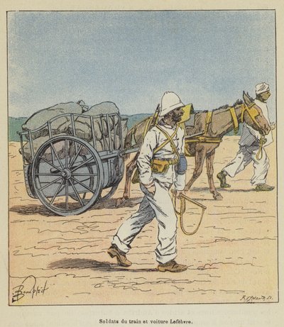 Soldados do trem e carro Lefebvre de after Louis Charles Bombled