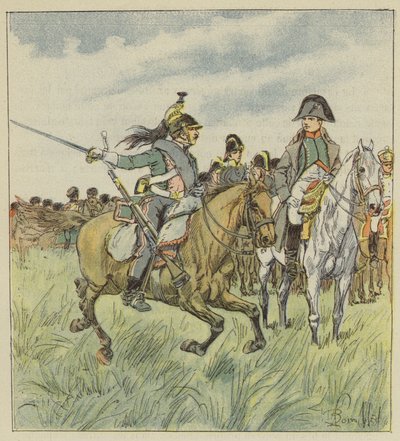 Um dragão avisa o imperador da traição de um dos seus generais de after Louis Charles Bombled