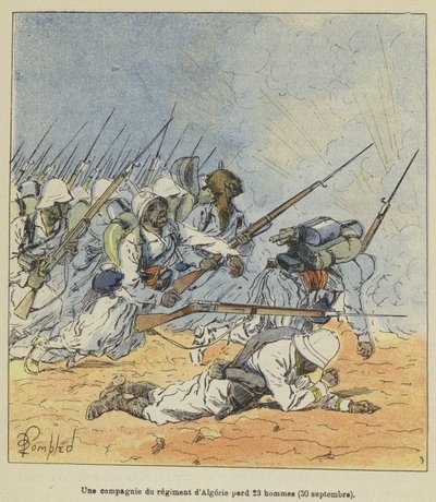 Uma companhia do regimento da Argélia perde 23 homens, 30 de setembro de after Louis Charles Bombled