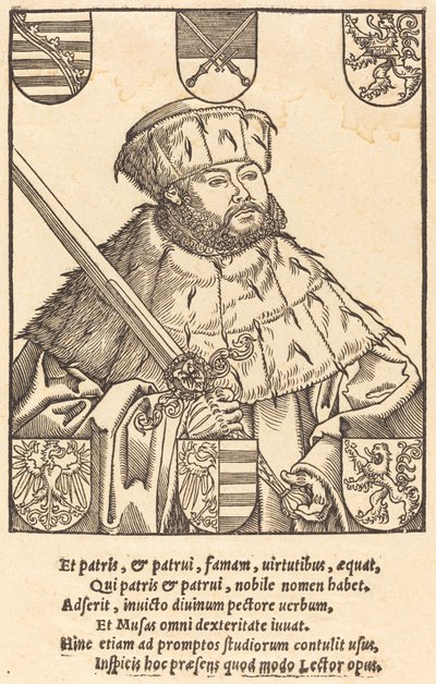 João Frederico, o Magnânimo, em vestes eleitorais [direita] de after Lucas Cranach the Younger