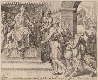 David trazendo presentes de seu pai para Saul de after Maerten van Heemskerck